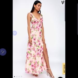 Lulu's pink floral maxi dress NWT